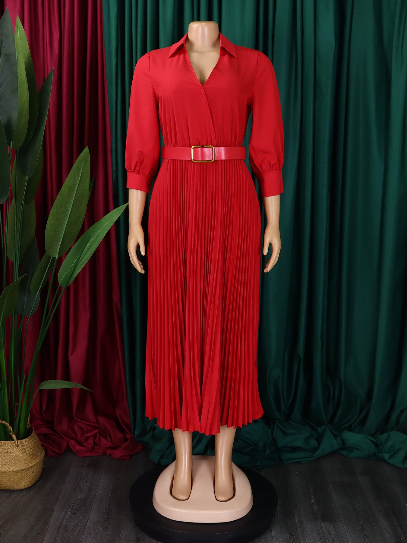 Genevieve Ricci | Elegant Maxi Plus SizeDress with Belt