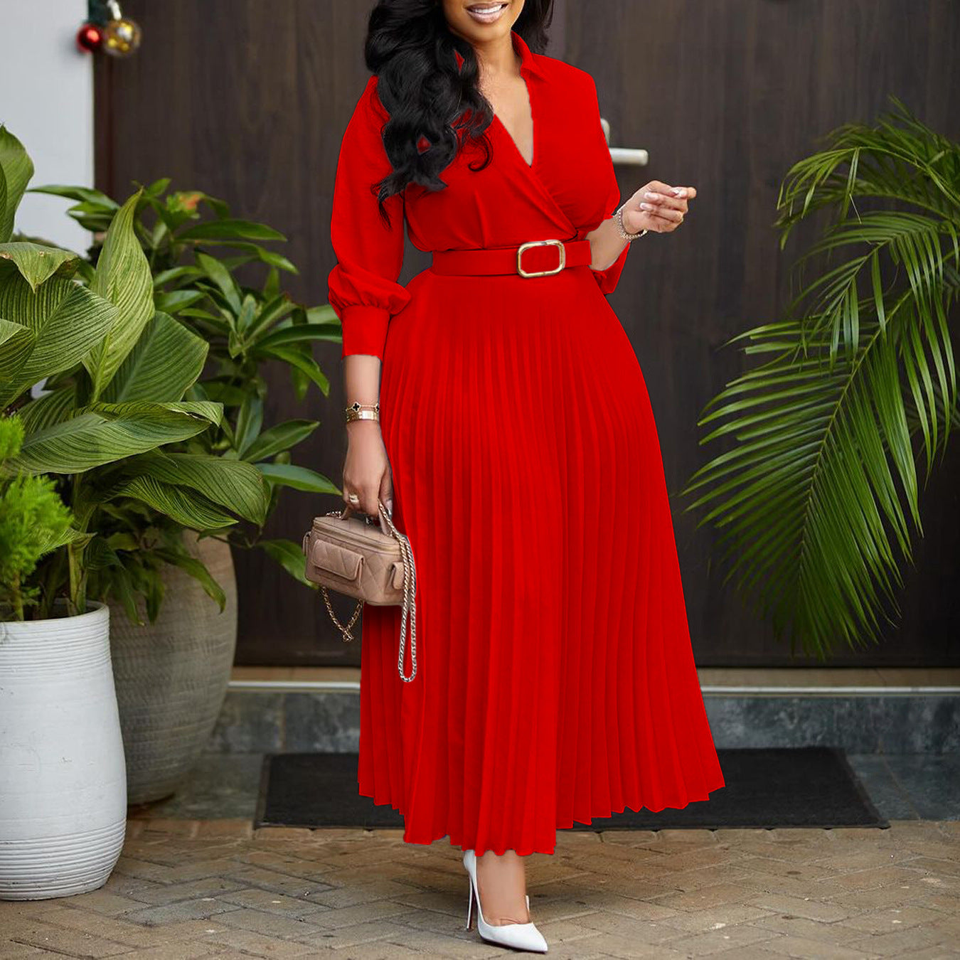 Genevieve Ricci | Elegant Maxi Plus SizeDress with Belt