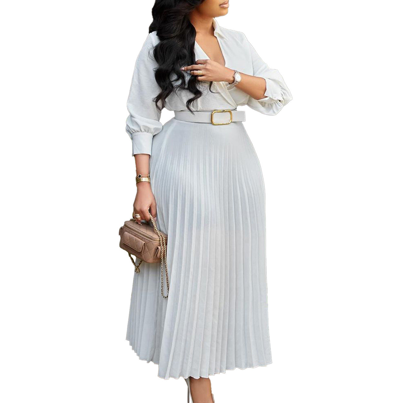 Genevieve Ricci | Elegant Maxi Plus SizeDress with Belt