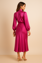 Genevieve Whitmore | Women’s High Neck Midi Wedding Dress – Elegant High Waist Silhouette