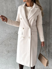 Geneviève | Elegant Double-Breasted Long Coat For Women