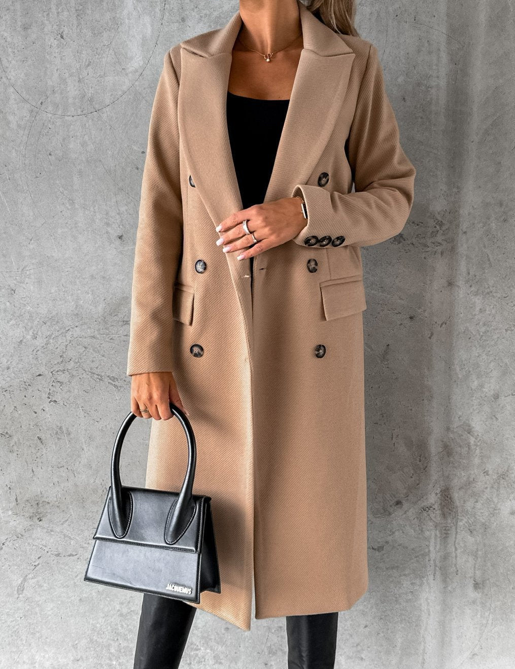 Geneviève | Elegant Double-Breasted Long Coat For Women