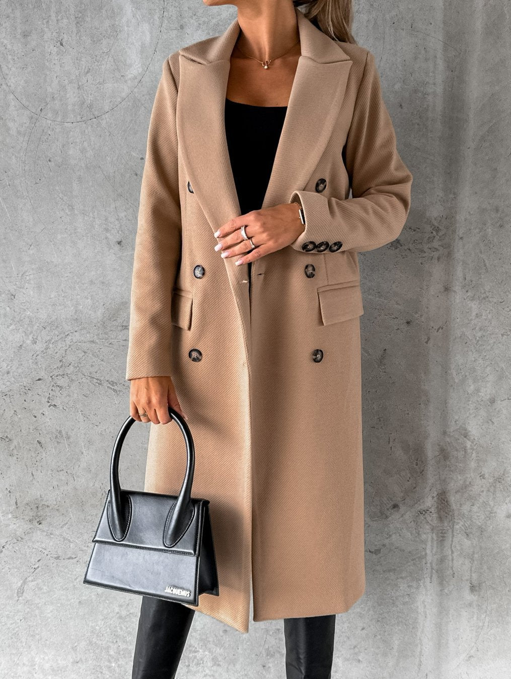 Geneviève | Elegant Double-Breasted Long Coat For Women