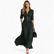 Georgia Winslow | Pleated Maxi Dress With Button Front