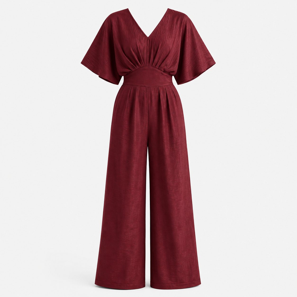 Georgiana Cooper | Burgundy Batwing Wide-Leg Jumpsuit