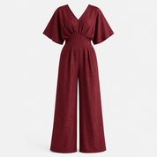 Georgiana Cooper | Burgundy Batwing Wide-Leg Jumpsuit