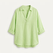 Georgina Hastings | Linen Blouse With V-Neck Collar