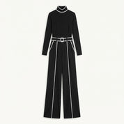 Georgina Pearson | Roll Neck Wide-Leg Trouser Set With Contrast Trim