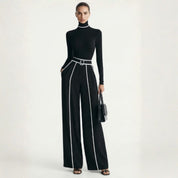Georgina Pearson | Roll Neck Wide-Leg Trouser Set With Contrast Trim