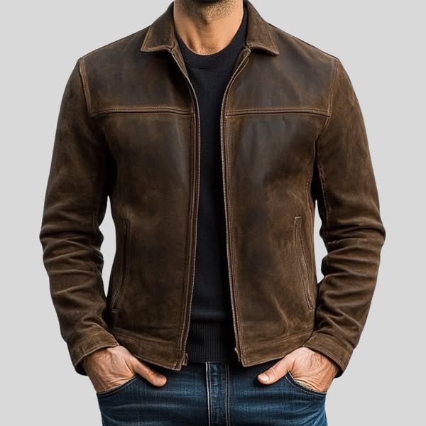 Giovanni DeLuca | Classic Leather Zip Jacket For Men