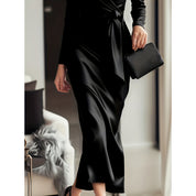 Giulia Fontane | Satin Bodycon Dress with Belt in Burgundy Red