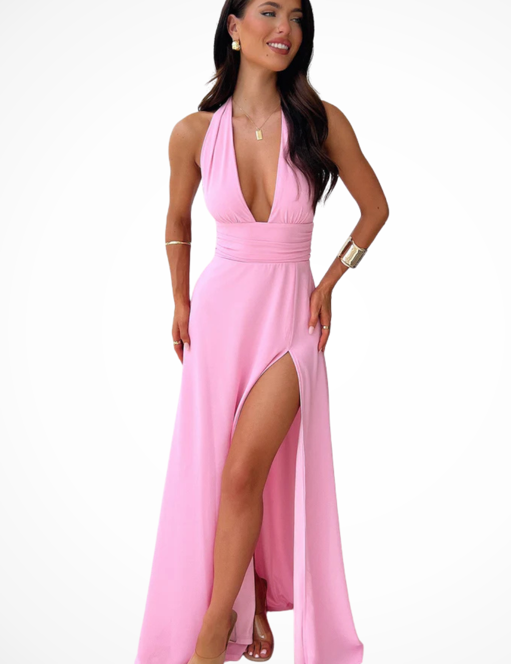 Giulia Santorini | Halter Neck Maxi Evening Dress