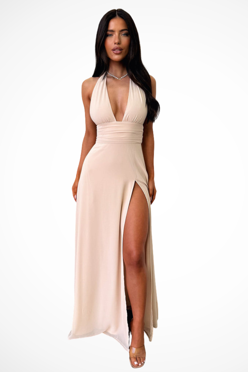 Giulia Santorini | Halter Neck Maxi Evening Dress