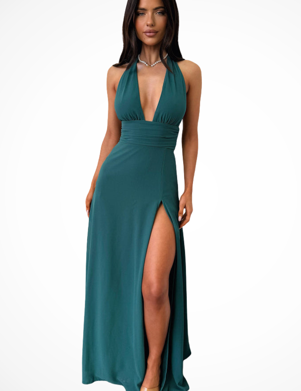 Giulia Santorini | Halter Neck Maxi Evening Dress