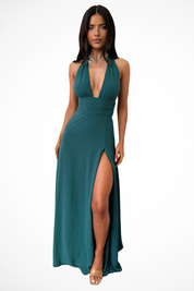 Giulia Santorini | Halter Neck Maxi Evening Dress