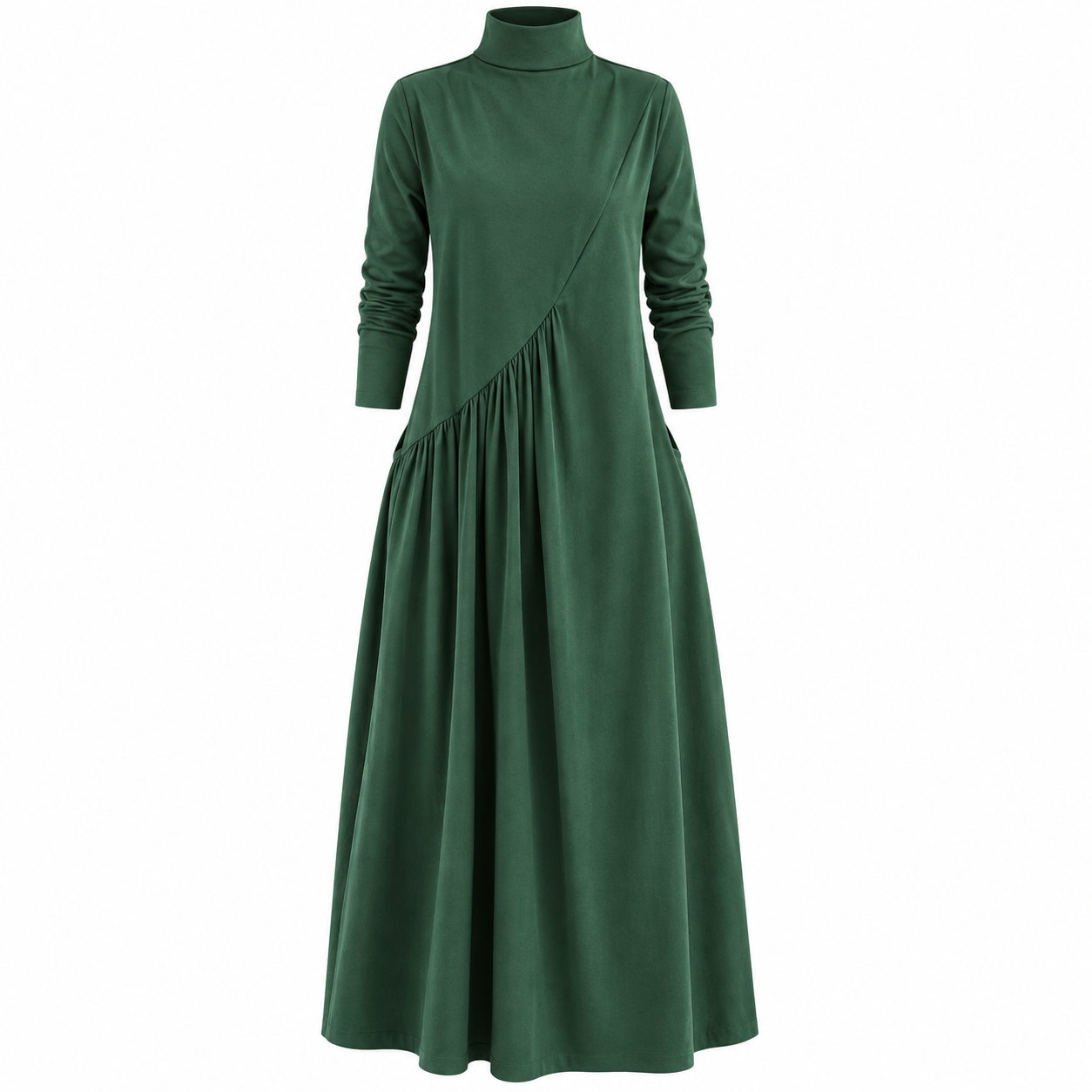 Grace Dunmore | Green V-Neck Maxi Dress With Half Sleeves