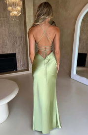 Grace Parker | Satin Halter Neck Slit Maxi Dress