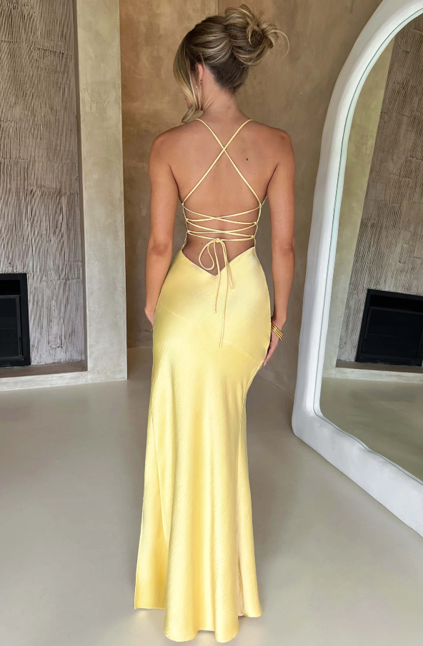 Grace Parker | Satin Halter Neck Slit Maxi Dress