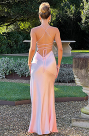 Grace Parker | Satin Halter Neck Slit Maxi Dress
