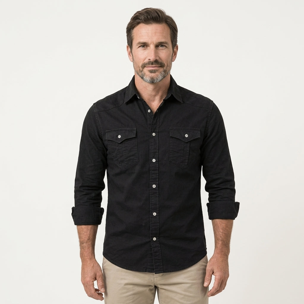 Graham Walker | Cotton Utility Shirt With Chest Pockets For Men