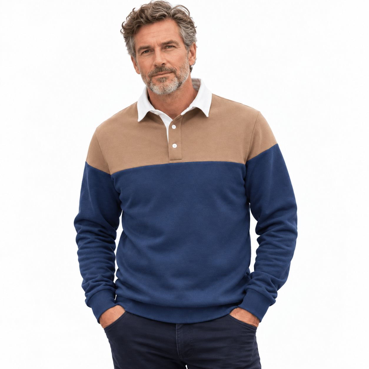 GrahamWhitlockColour-BlockPoloSweaterWithRibbedCuffs.png