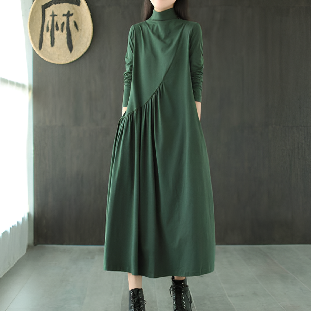 Grace Dunmore | Green V-Neck Maxi Dress With Half Sleeves