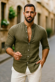 Samuel Hayes | Linen Henley Shirt