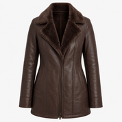 Harriet Bramley | Shearling-Collar Leather Jacket in Rich Brown