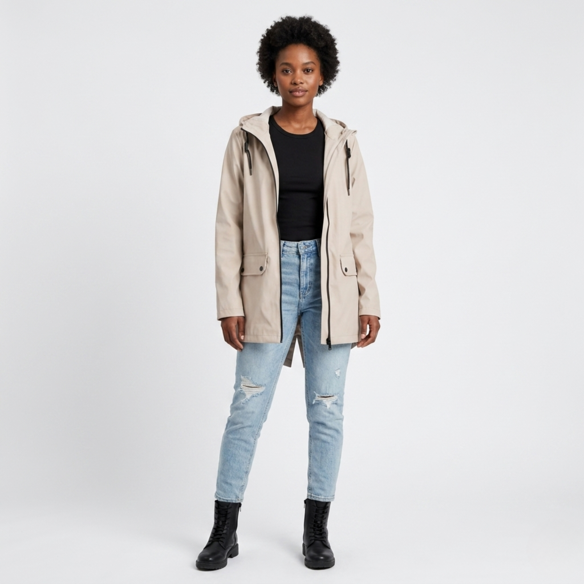 Harriet Calloway | Hooded Long Rain Jacket With Minimalist Finish