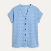 Harriet Munro | Polka Dot V-Neck Blouse With Button Detail
