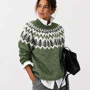 Harriet Sutton | Pull en tricot Fair Isle pour femme vert sauge