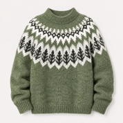 Harriet Sutton | Pull en tricot Fair Isle pour femme vert sauge