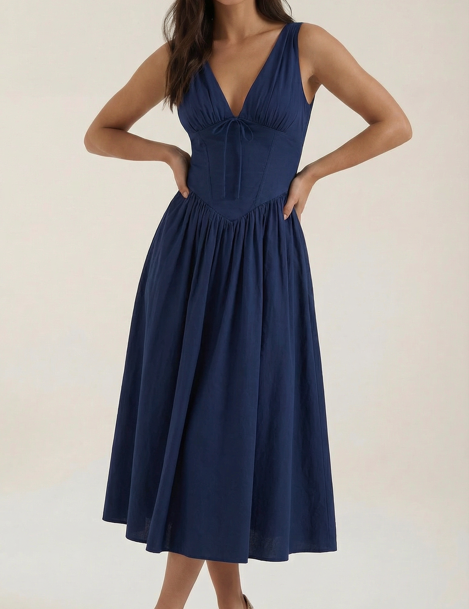 Helena Waverly | V-neck Midi Wedding Dress
