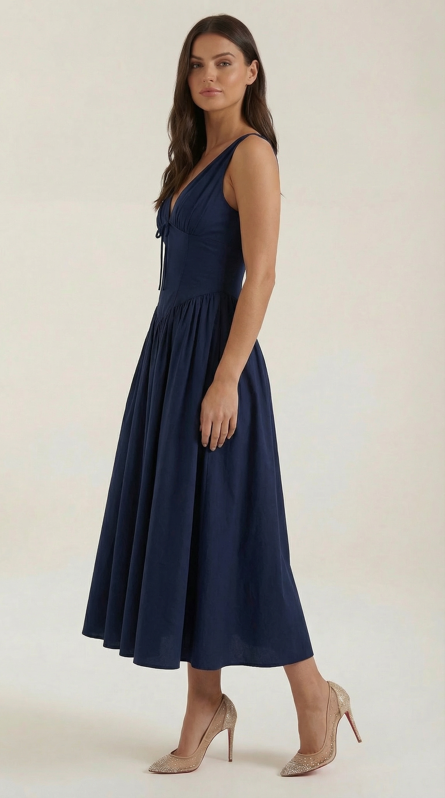 Helena Waverly | V-neck Midi Wedding Dress