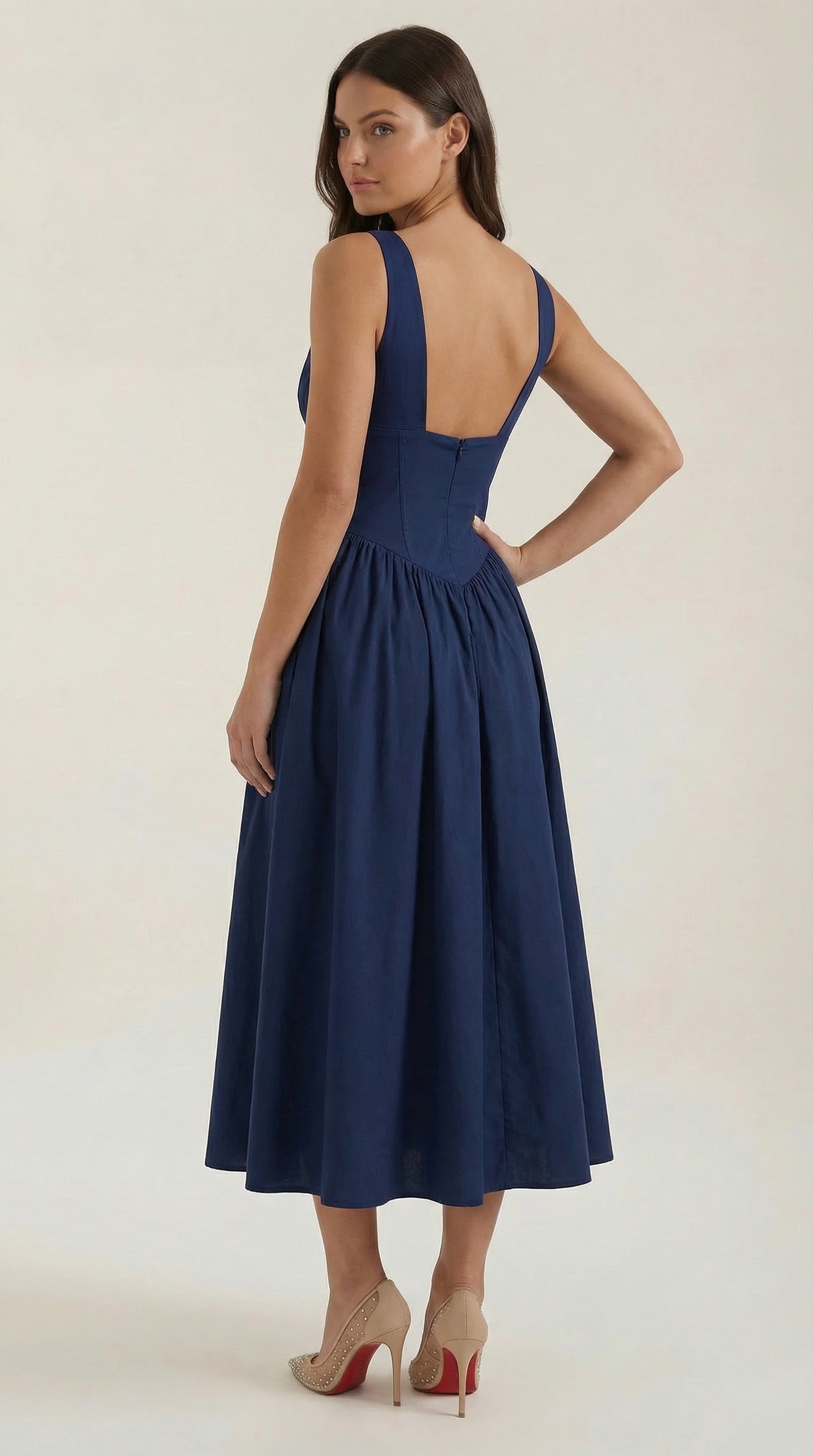 Helena Waverly | V-neck Midi Wedding Dress