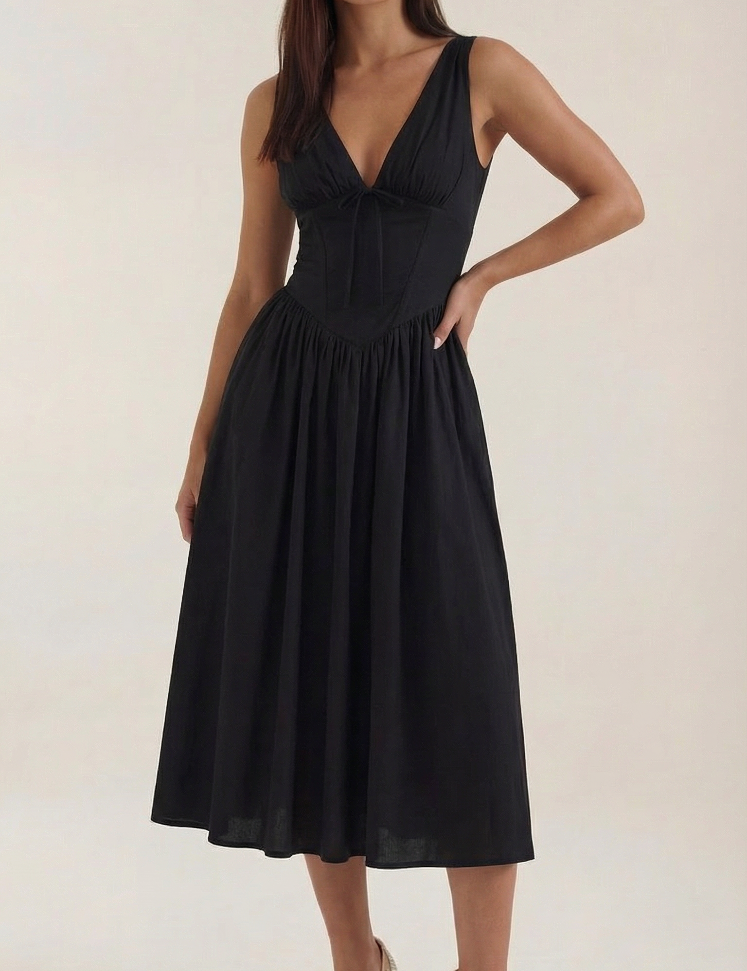 Helena Waverly | V-neck Midi Wedding Dress