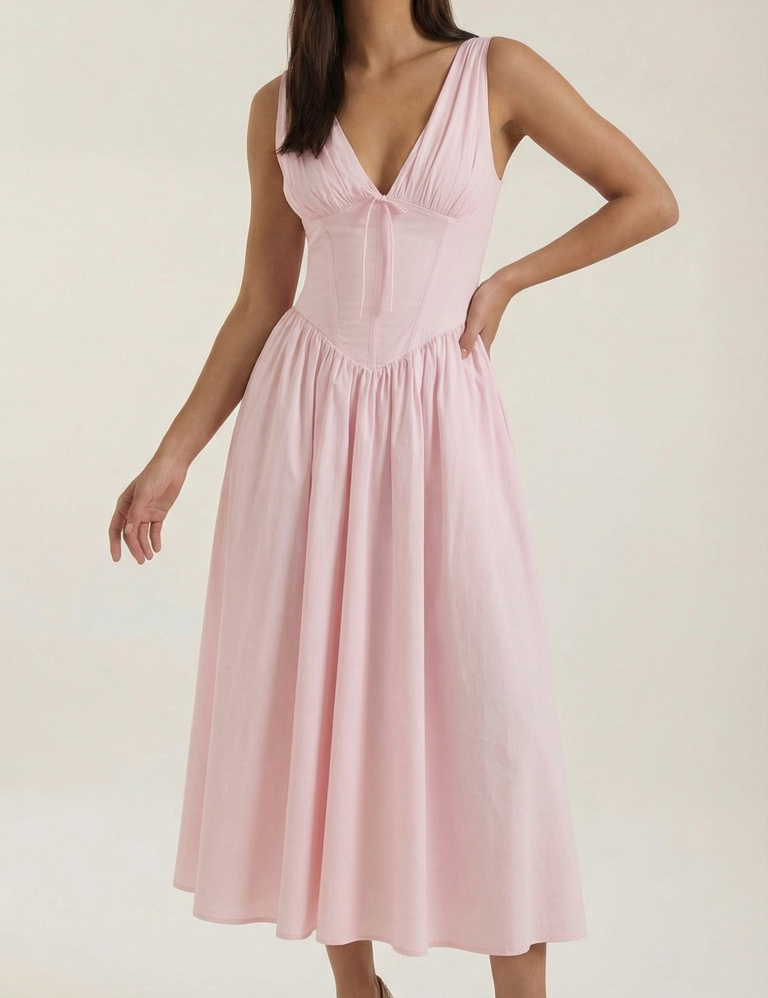 Helena Waverly | V-neck Midi Wedding Dress