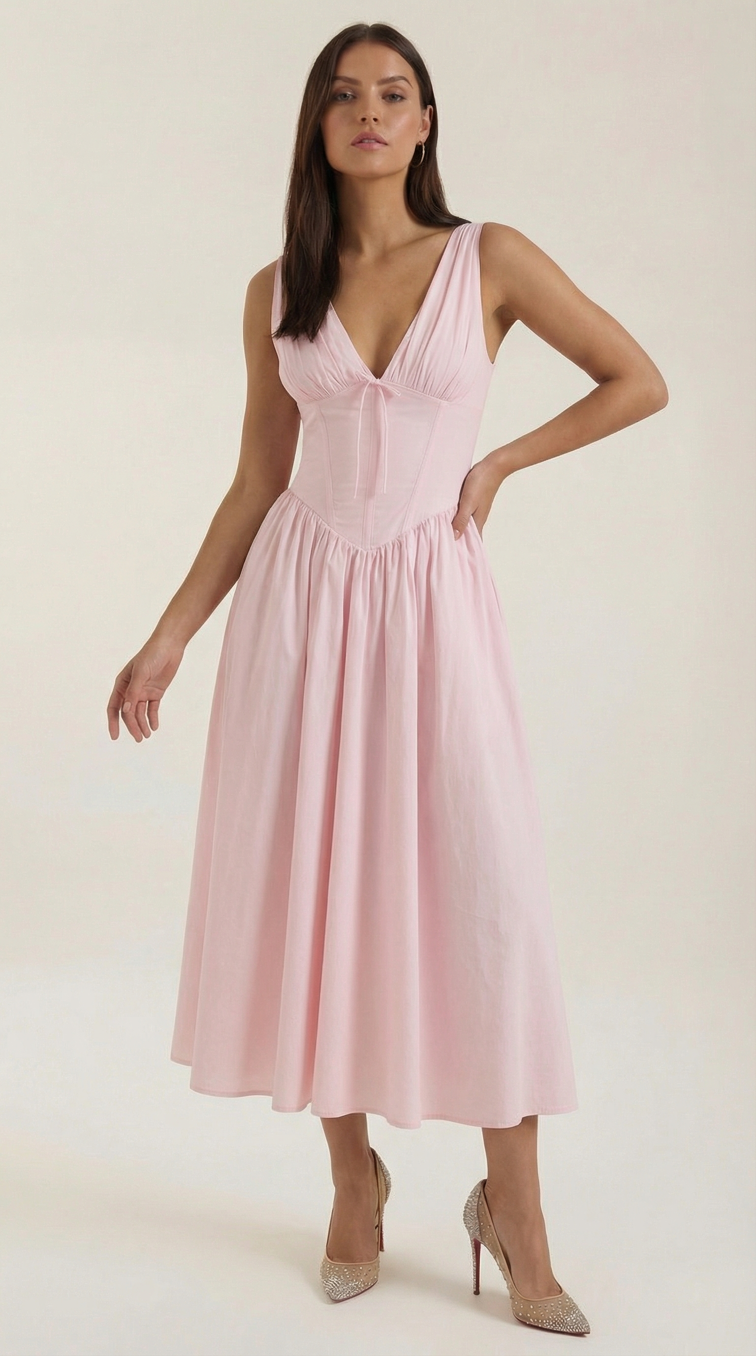 Helena Waverly | V-neck Midi Wedding Dress