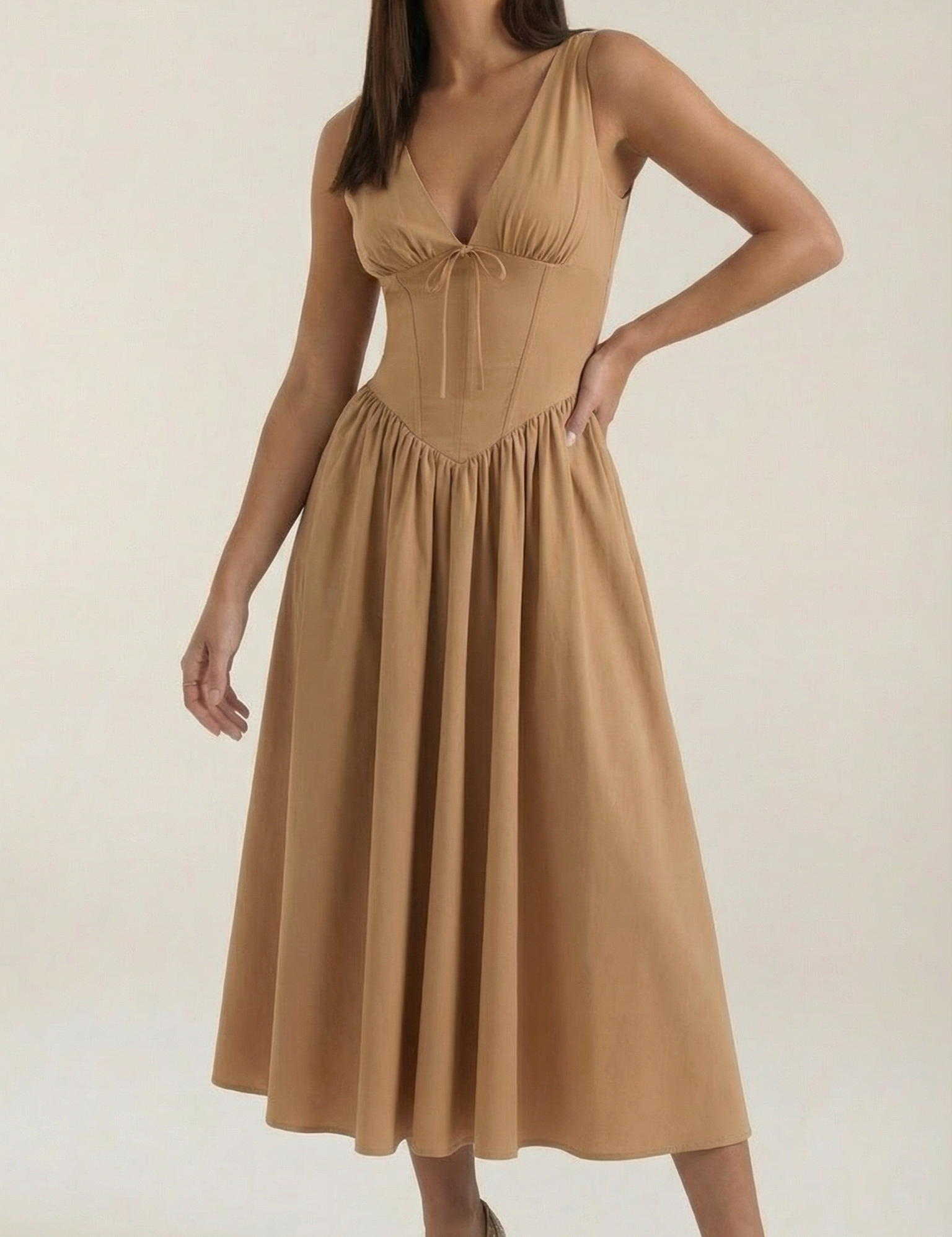Helena Waverly | V-neck Midi Wedding Dress