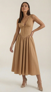 Helena Waverly | V-neck Midi Wedding Dress