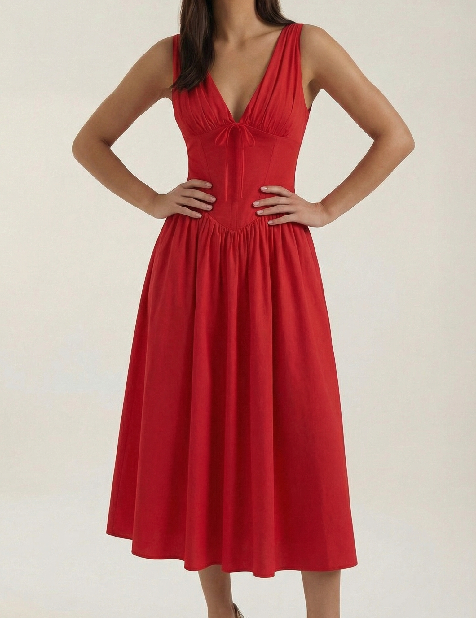 Helena Waverly | V-neck Midi Wedding Dress