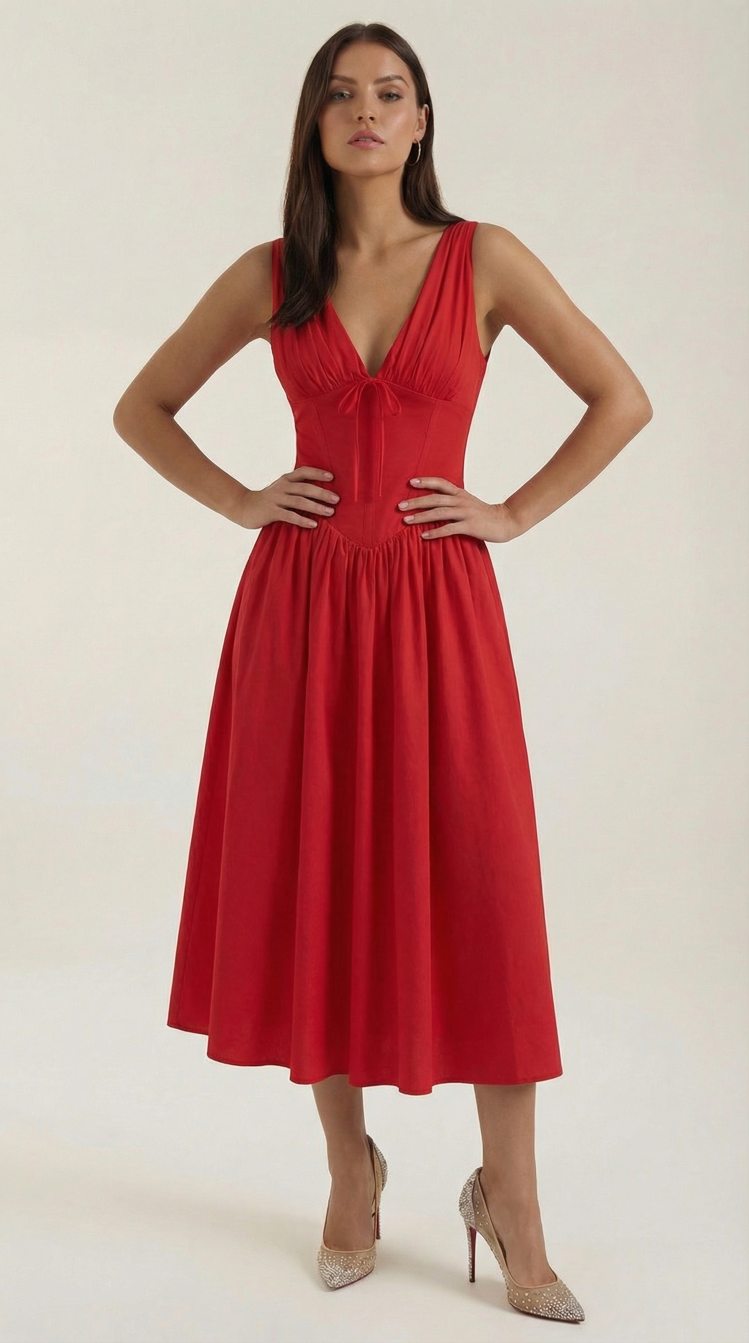 Helena Waverly | V-neck Midi Wedding Dress