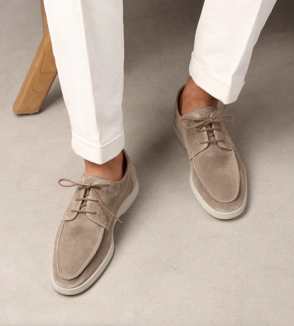 William Forsythe | Navy Suede Lace-Up Loafer Shoes for Men