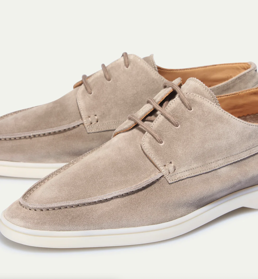 William Forsythe | Navy Suede Lace-Up Loafer Shoes for Men