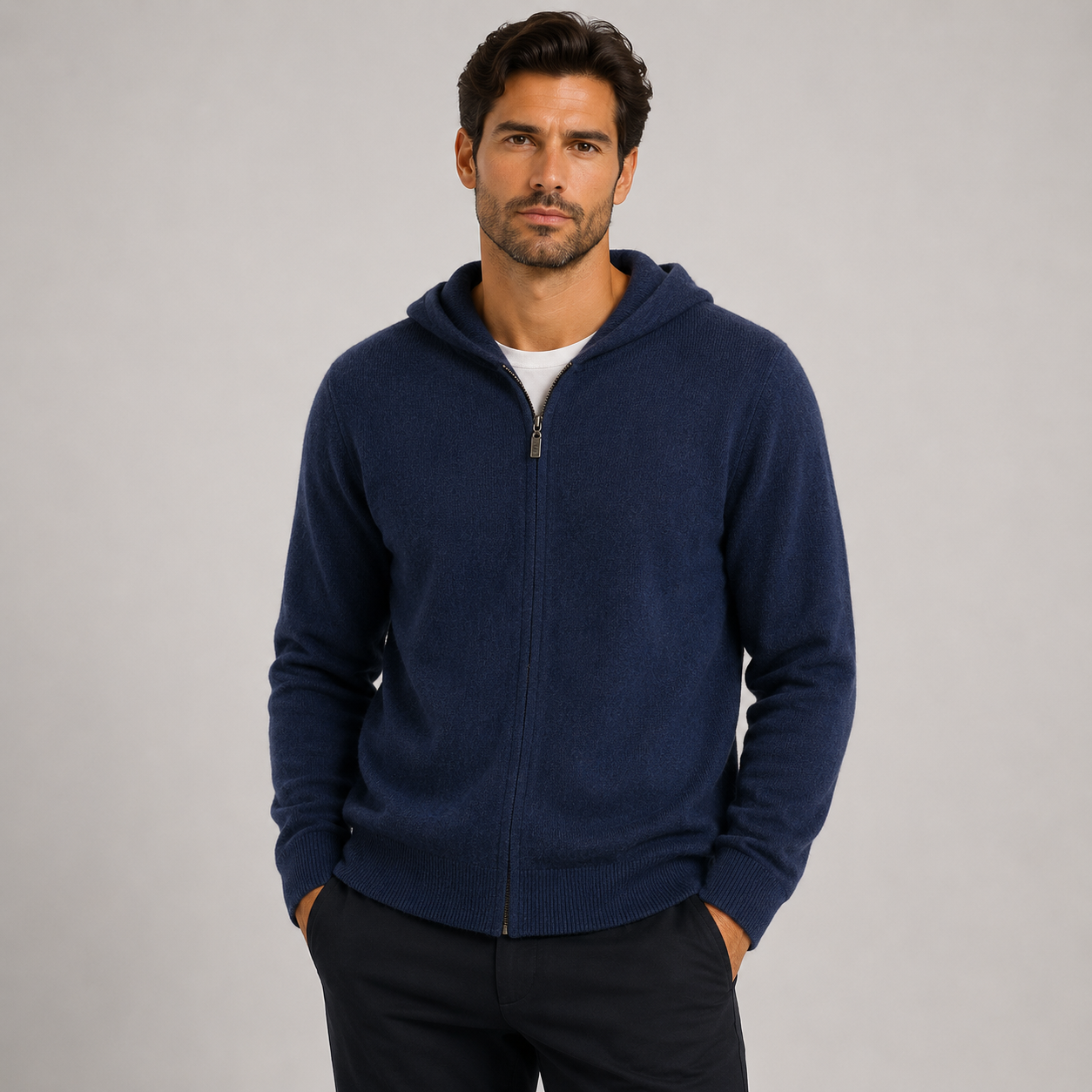 Henry Bennett | Zip-Up Hooded Cardigan Sweater
