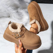 Harriet Woods | Sherpa-Lined Suede Snow Boot with Buckle Detail