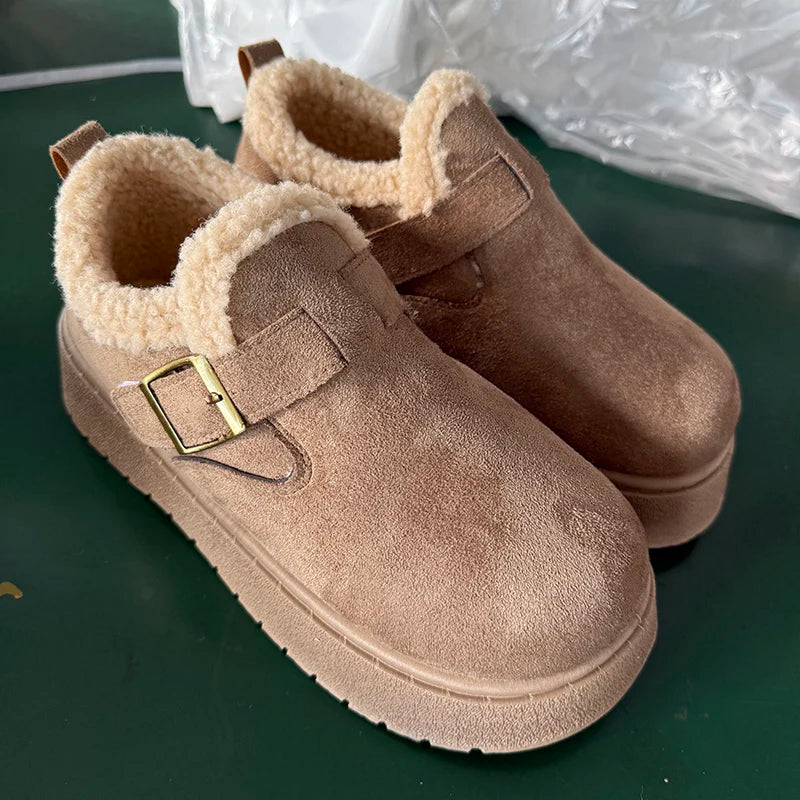 Harriet Woods | Sherpa-Lined Suede Snow Boot with Buckle Detail