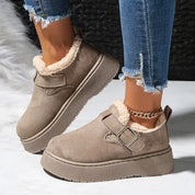 Harriet Woods | Sherpa-Lined Suede Snow Boot with Buckle Detail