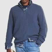 Edmund Reeves | Ribbed Knit Half-Zip Sweater Charcoal