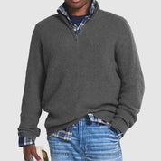 Edmund Reeves | Ribbed Knit Half-Zip Sweater Charcoal